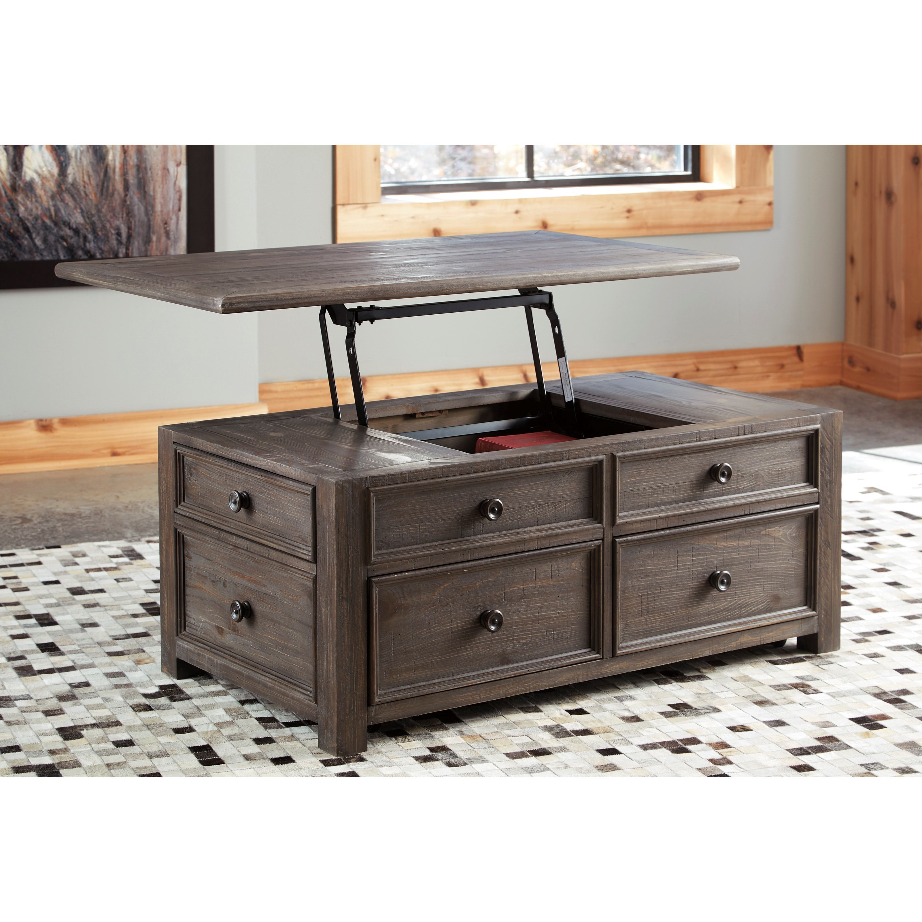 Signature Design by Ashley Wyndahl T64820 LiftTop Cocktail Table with 4 Drawers Suburban